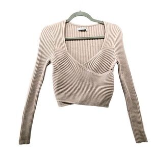 Abercrombie & Fitch Ribbed Sweater in Light Gray